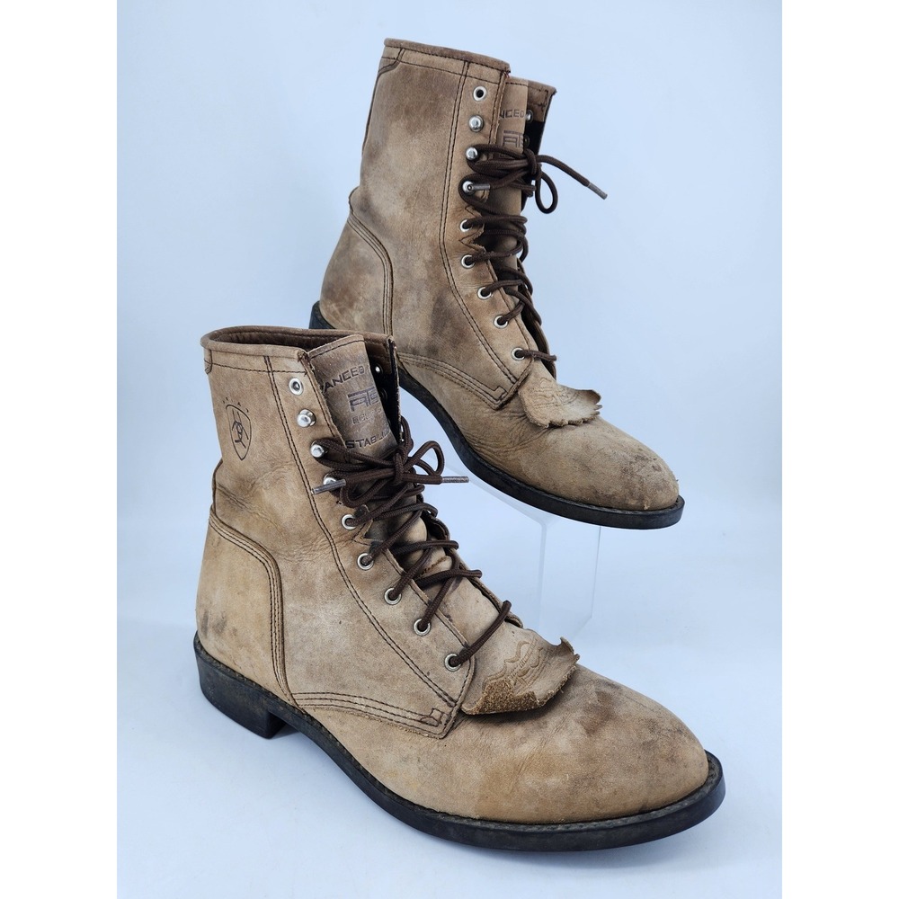 Ariat Heritage Lacer Kiltie Boots Mens 9.5 Tan Leather ATS Western Work 30025